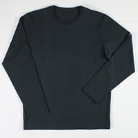 HOFI-023R オーガニック超長綿 タック襟長袖Ｔシャツ：ブラック