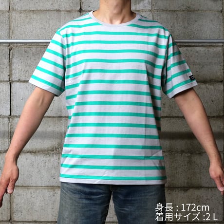 HOFI-028 インド超長綿 ＲＳボーダーＴシャツ：サンド / ブルー