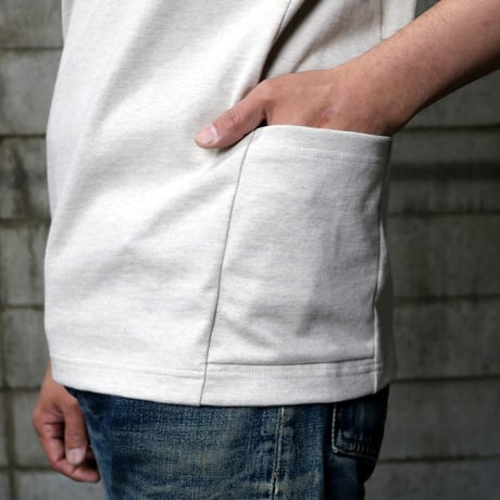 HOFI-024 ペルー超長綿 サイドポケットＴシャツ：ベージュ