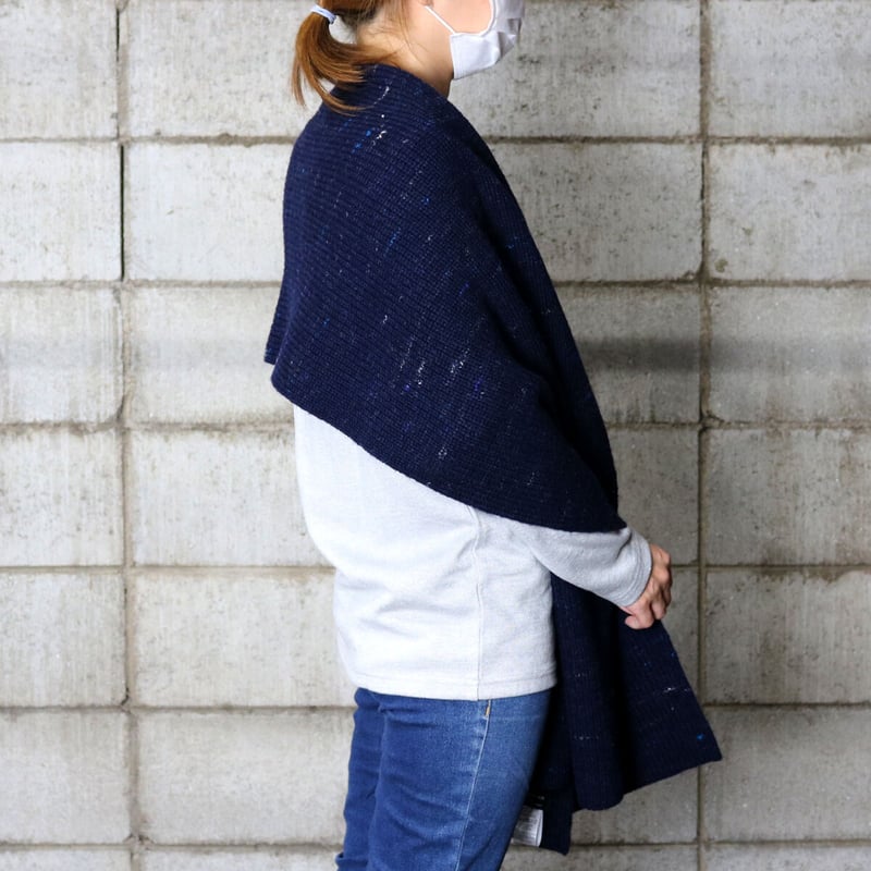 HOFI-02-001 スパニッシュウールマフラー : ネイビー | 東大阪繊維研究