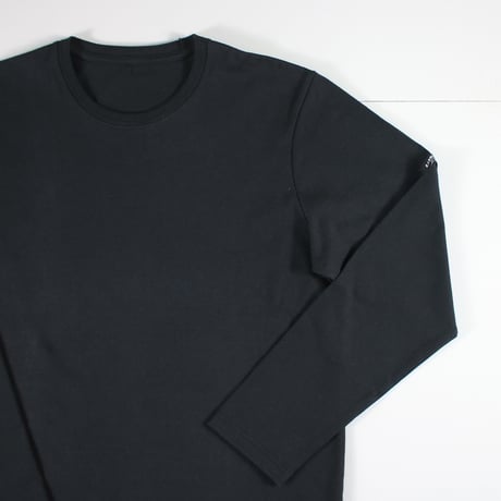 HOFI-023R オーガニック超長綿 タック襟長袖Ｔシャツ：ブラック