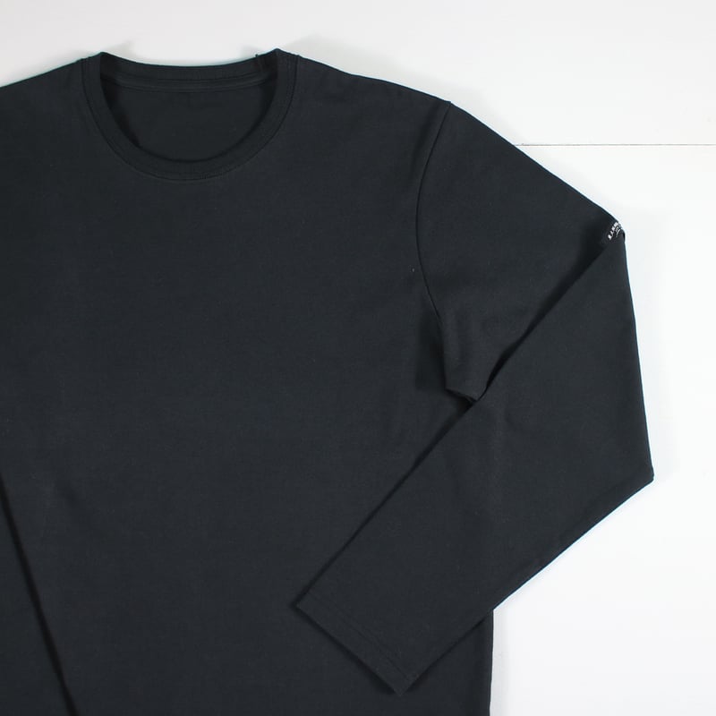 STONE  イタリア製 コットン 長袖Tシャツ M HOFI-023R オーガニック超長綿 タック襟長袖Tシャツ：ブラック | 東