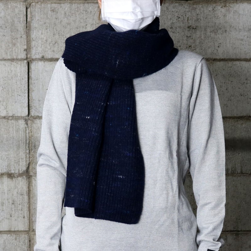 HOFI-02-001 スパニッシュウールマフラー : ネイビー | 東大阪繊維研究