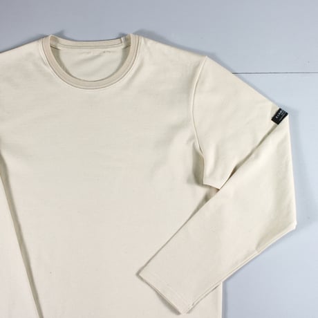 HOFI-023R オーガニック超長綿 タック襟長袖Ｔシャツ：ナチュラル