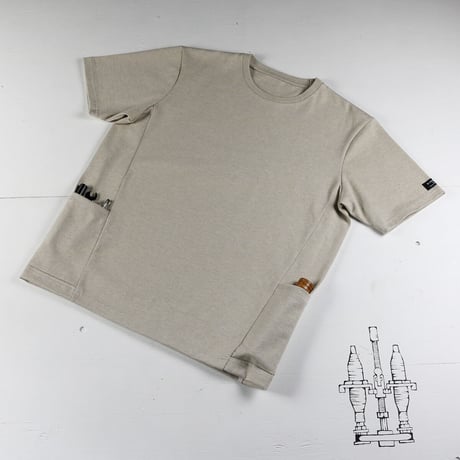 HOFI-024 ペルー超長綿 サイドポケットＴシャツ：ベージュ