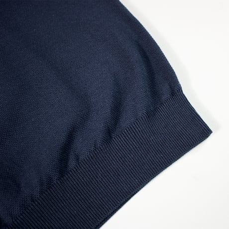 HOFI-053 強撚コットン鹿の子ニットポロ：ネイビー