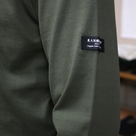 HOFI-051 スーピマ超長綿強撚ヘンリーネック長袖Ｔシャツ：カーキグリーン