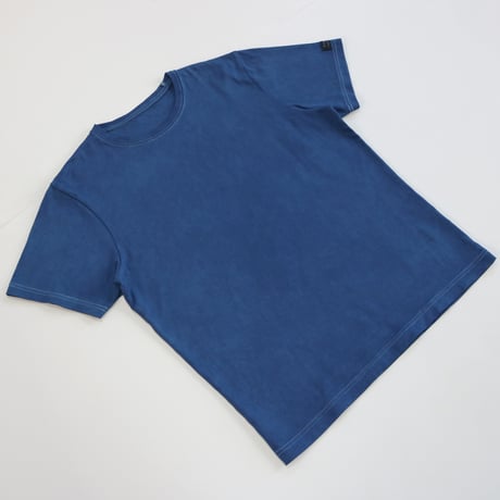 HOFI-021-JB [ 本藍染 ] オーガニック超長綿 タック襟Ｔシャツ：青