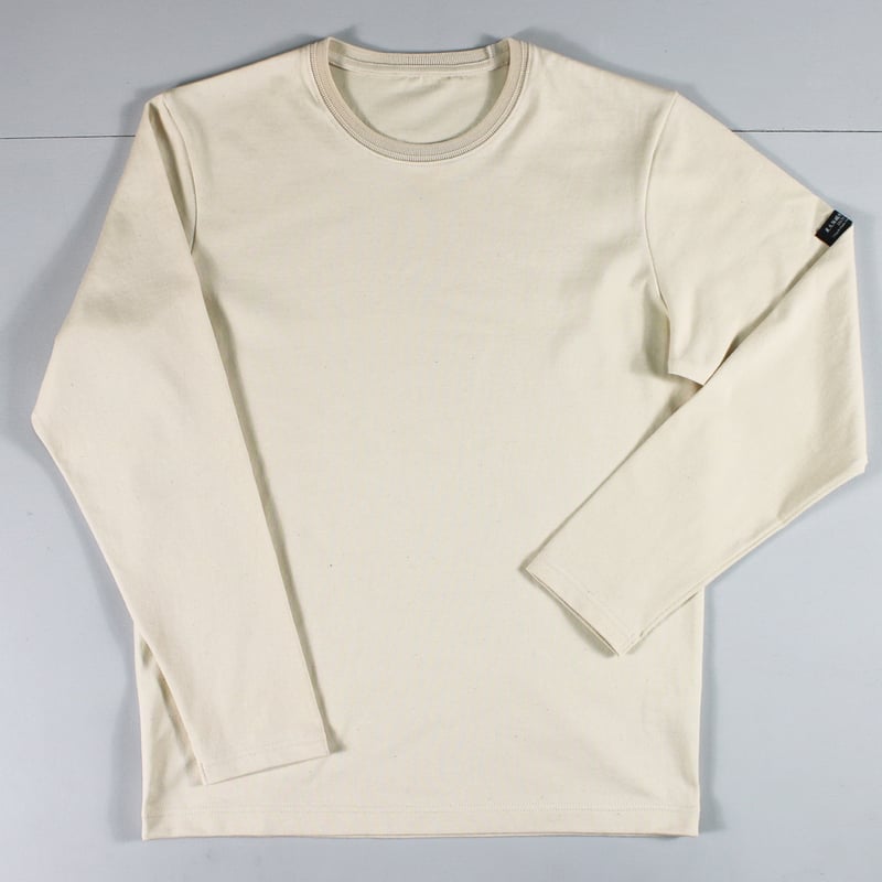 HOFI-023R オーガニック超長綿 タック襟長袖Tシャツ：ナチュラル | 東