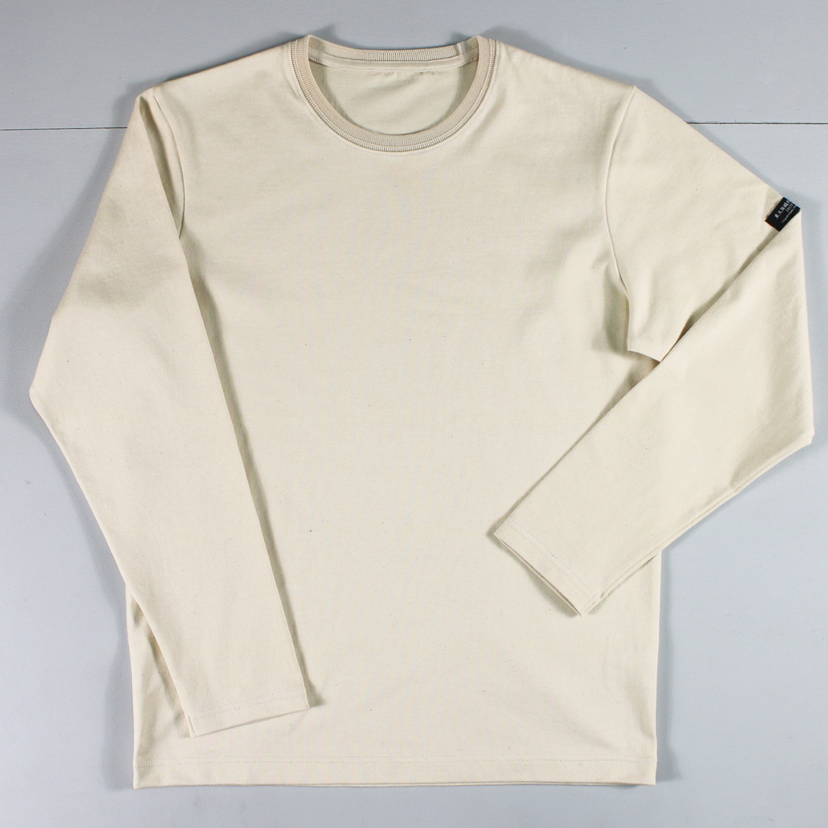 HOFI-023R オーガニック超長綿 タック襟長袖Tシャツ：ナチュラル | 東