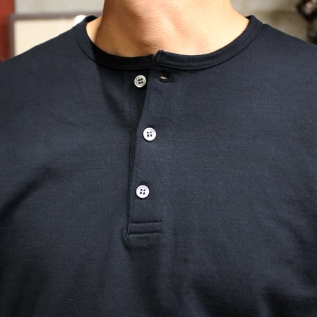 HOFI-051 スーピマ超長綿強撚ヘンリーネック長袖Ｔシャツ：ブラック