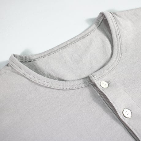 HOFI-051 スーピマ超長綿強撚ヘンリーネック長袖Ｔシャツ：グレー
