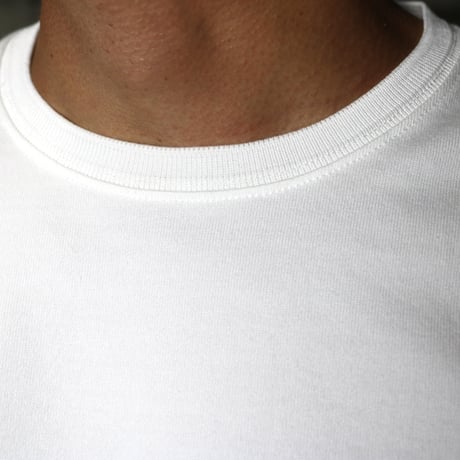 HOFI-023R オーガニック超長綿 タック襟長袖Ｔシャツ：ホワイト