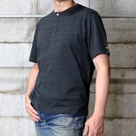 HOFI-031 ペルー超長綿 ヘンリーネックＴシャツ：チャコール