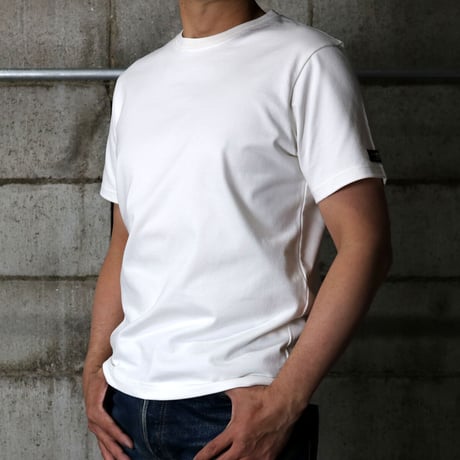 HOFI-021R オーガニック超長綿 タック襟Ｔシャツ：ホワイト