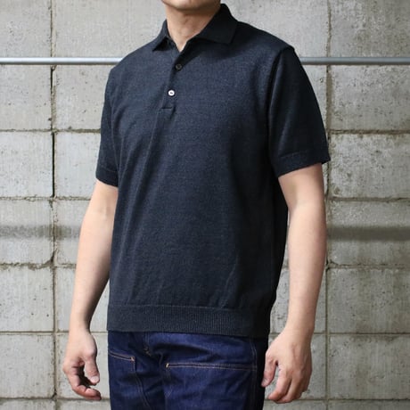 HOFI-047R リネンニットポロ：デニム