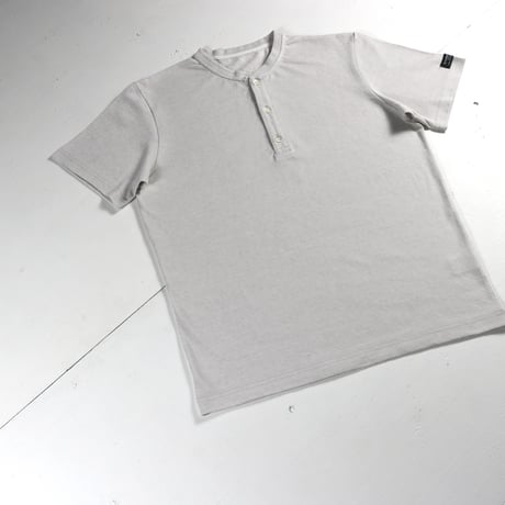 HOFI-033 リネンコットン ヘンリーネックＴシャツ：シルバー