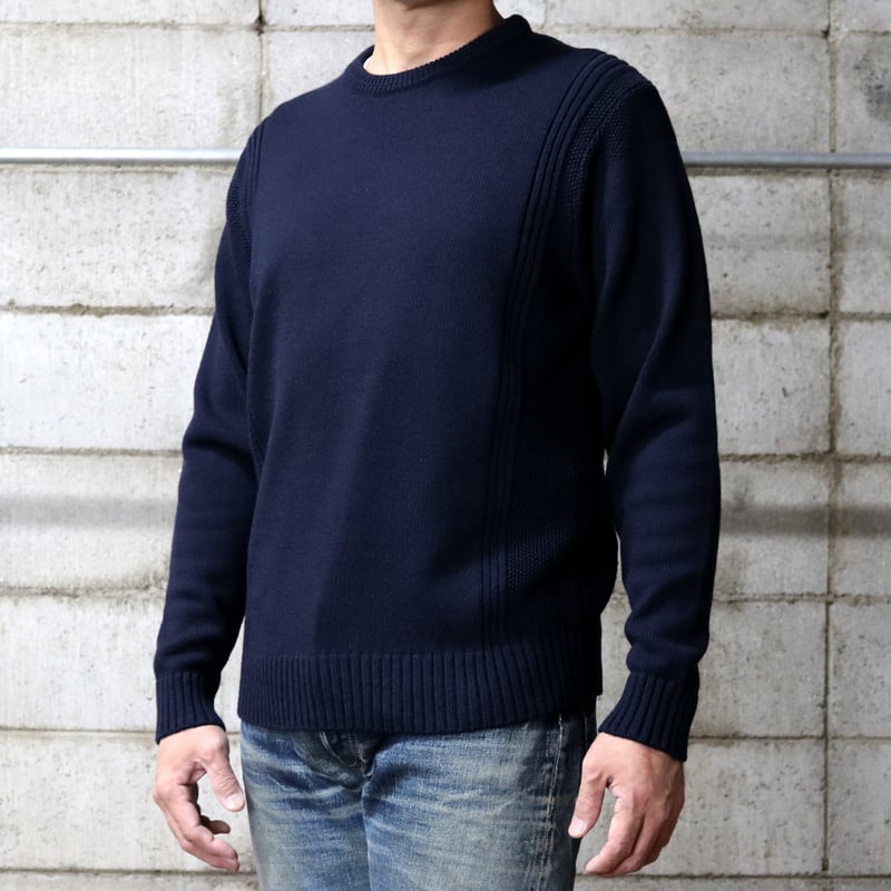 HOFI-038 コットンウールセーター：ネイビー | 東大阪繊維研究所 works