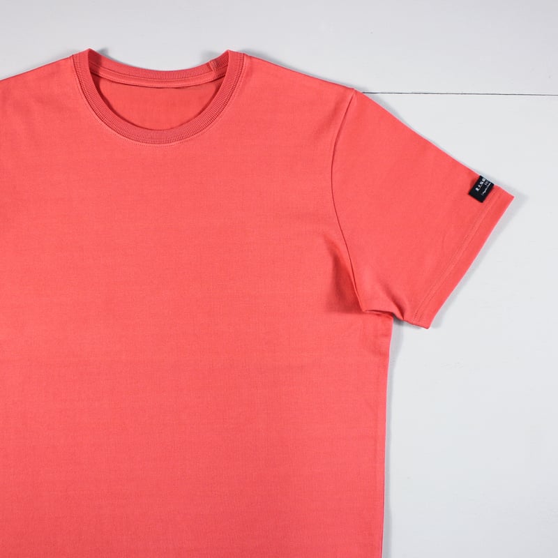 HOFI-021R オーガニック超長綿 タック襟Tシャツ:サーモンピンク | 東 HOFI-021R オーガニック超長綿 タック襟Tシャツ:サーモンピンク | 東