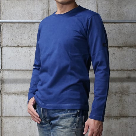 HOFI-023R-JB [ 本藍染 ] オーガニック超長綿 タック襟長袖Ｔシャツ：群青