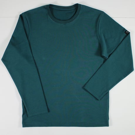 HOFI-023R オーガニック超長綿 タック襟長袖Ｔシャツ：撚り杢グリーン