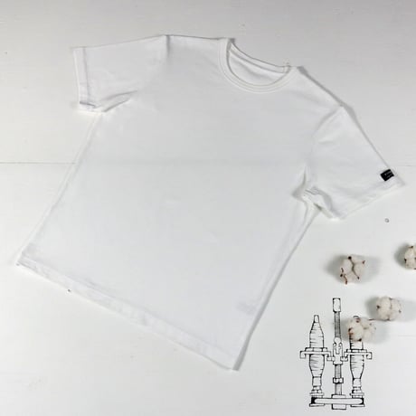 HOFI-021 オーガニック超長綿 タック襟Ｔシャツ：ホワイト
