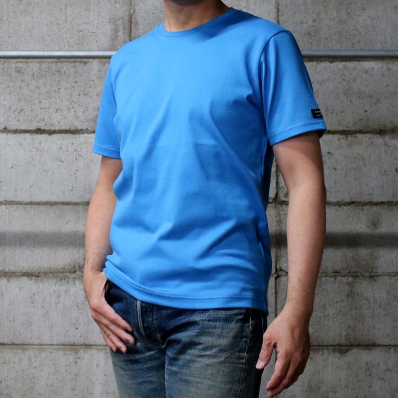 HOFI-021R オーガニック超長綿 タック襟Tシャツ：スカイブルー | 東