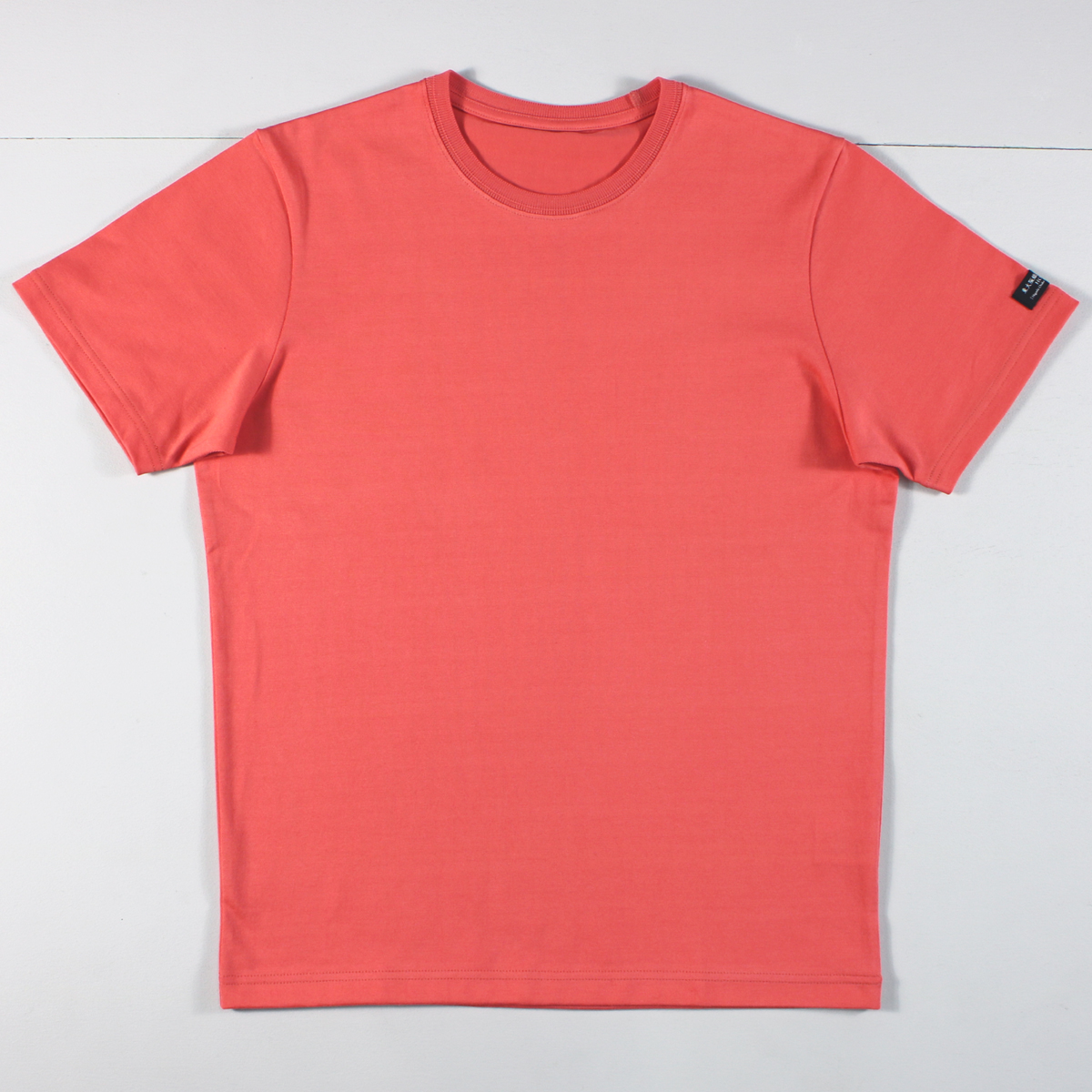HERILL サンプル品　サーモンピンク HOFI-021R オーガニック超長綿 タック襟Tシャツ：サーモンピンク | 東