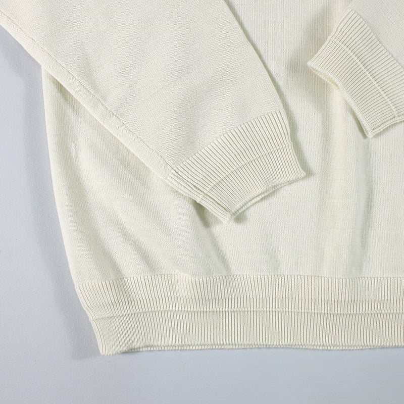 HOFI-046 18.5μmウール Vネックセーター：アイボリー | 東大阪繊維研究