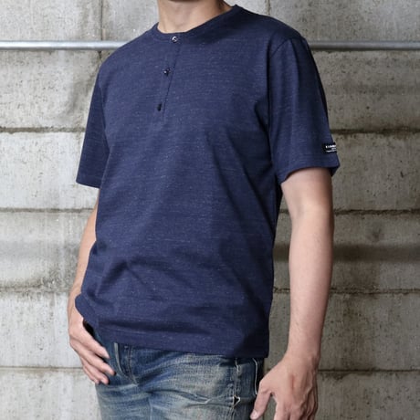 HOFI-031 ペルー超長綿 ヘンリーネックＴシャツ：インクブルー