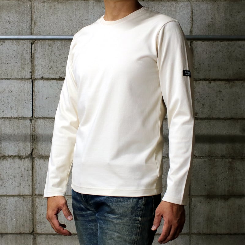 HOFI-023R オーガニック超長綿 タック襟長袖Tシャツ：ナチュラル | 東