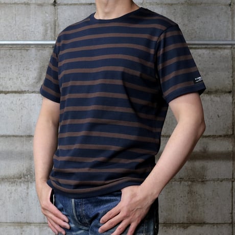 HOFI-028 インド超長綿 ＲＳボーダーＴシャツ：ネイビー / エボニー