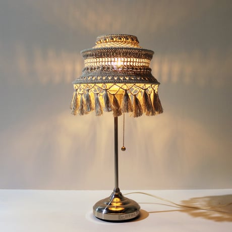 【Double virtue】hand-knit lamp shade：グレー
