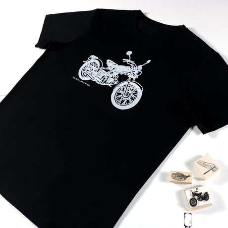 HOFI-028 ケシゴムハンコＴシャツ：ビンテージバイク