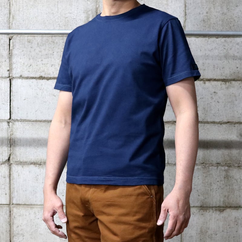 HOFI-021-JB [ 本藍染 ] オーガニック超長綿 タック襟Tシャツ：群青