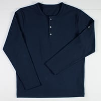 HOFI-051 スーピマ超長綿強撚ヘンリーネック長袖Ｔシャツ：ダークネイビー