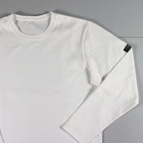 HOFI-023R オーガニック超長綿 タック襟長袖Ｔシャツ：ホワイト