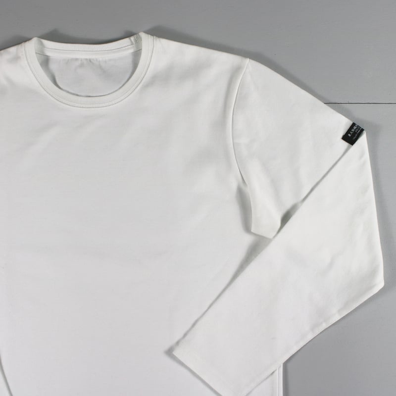 HOFI-023R オーガニック超長綿 タック襟長袖Tシャツ：ホワイト | 東