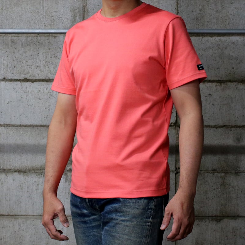 HOFI-021R オーガニック超長綿 タック襟Tシャツ：サーモンピンク | 東