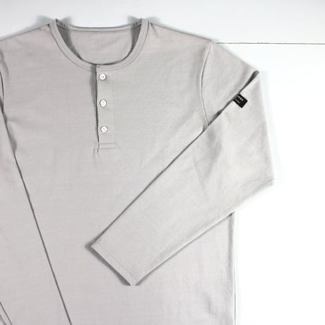 HOFI-051 スーピマ超長綿強撚ヘンリーネック長袖Ｔシャツ：グレー