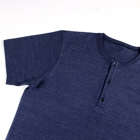 HOFI-031 ペルー超長綿 ヘンリーネックＴシャツ：インクブルー