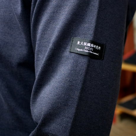 HOFI-023R オーガニック超長綿 タック襟長袖Ｔシャツ：撚り杢ネイビー