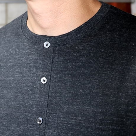 HOFI-031 ペルー超長綿 ヘンリーネックＴシャツ：チャコール
