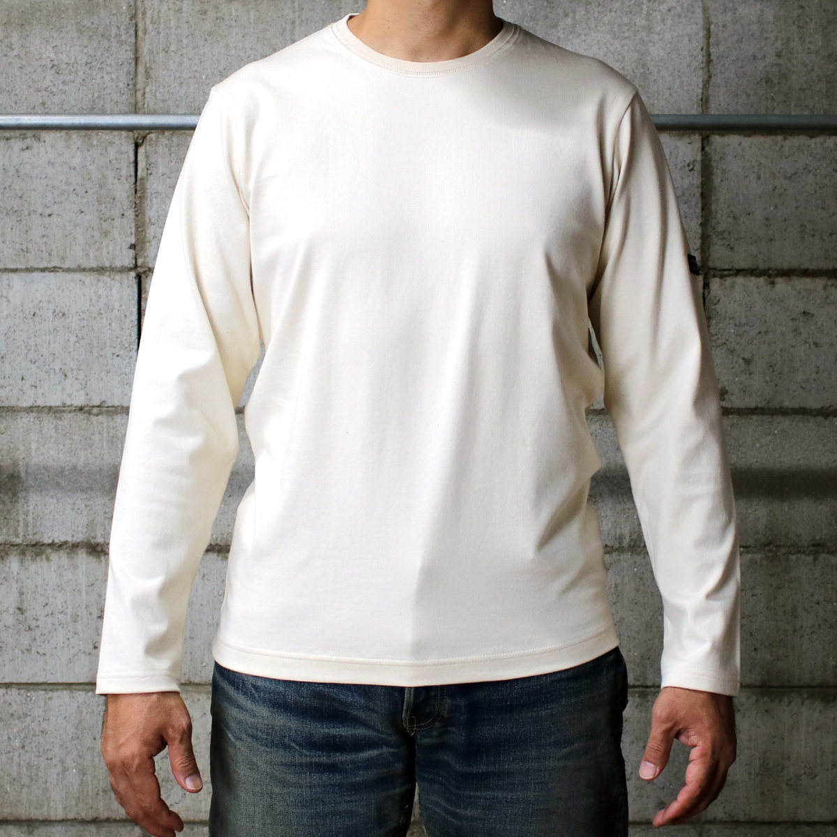 HOFI-023R オーガニック超長綿 タック襟長袖Tシャツ：ナチュラル | 東