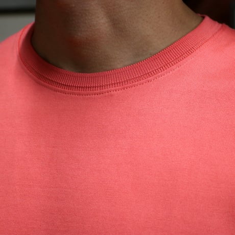 HOFI-021R オーガニック超長綿 タック襟Ｔシャツ：サーモンピンク