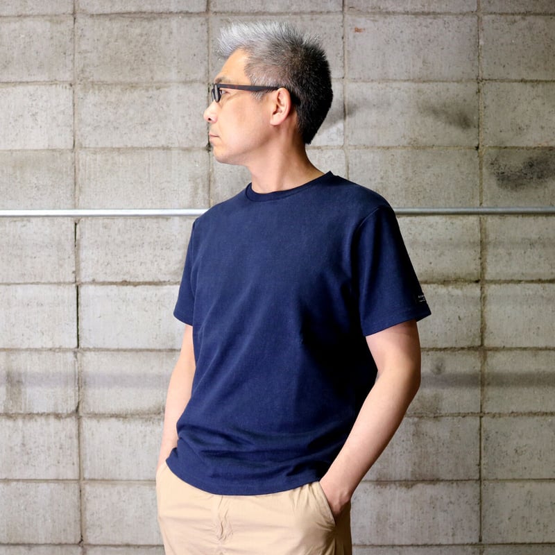 HOFI-012 リネンコットンモンスターオンスTシャツ：ネイビー | 東大阪