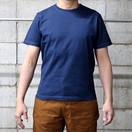 HOFI-021-JB [ 本藍染 ] オーガニック超長綿 タック襟Ｔシャツ：群青