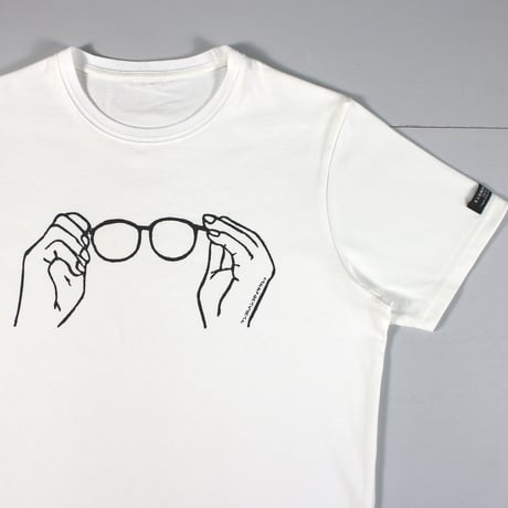 HOFI-028 ケシゴムハンコＴシャツ：手とメガネ