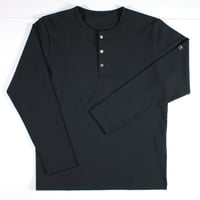 HOFI-051 スーピマ超長綿強撚ヘンリーネック長袖Ｔシャツ：ブラック