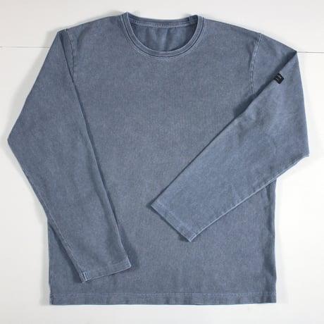 HOFI-023R-SW オーガニック超長綿 タック襟長袖Ｔシャツ ストーンウォッシュ加工：スレート
